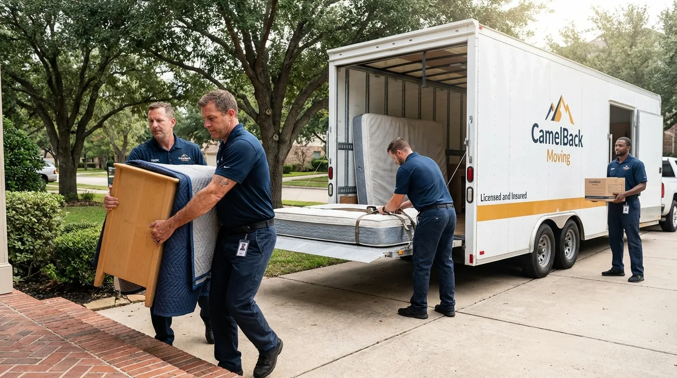 Crew loading residential truck for cross-state move from Salisbury, MA